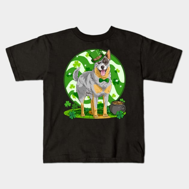 Australian Cattle Dog St Patricks Day Leprechaun Kids T-Shirt by Noseking